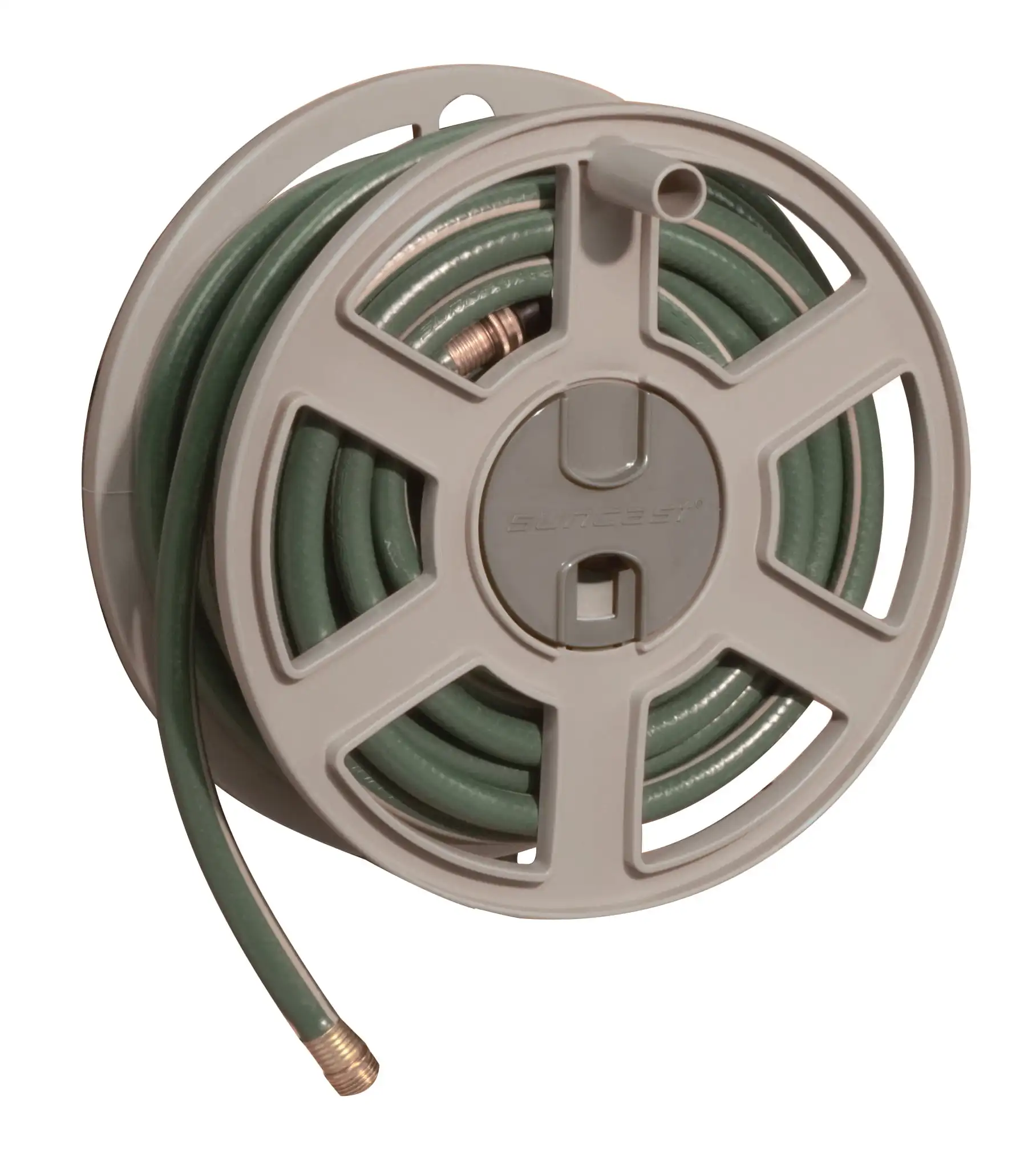 

Suncast 100 ft. Sidewinder® Mounted Resin Hose Reel, Taupe