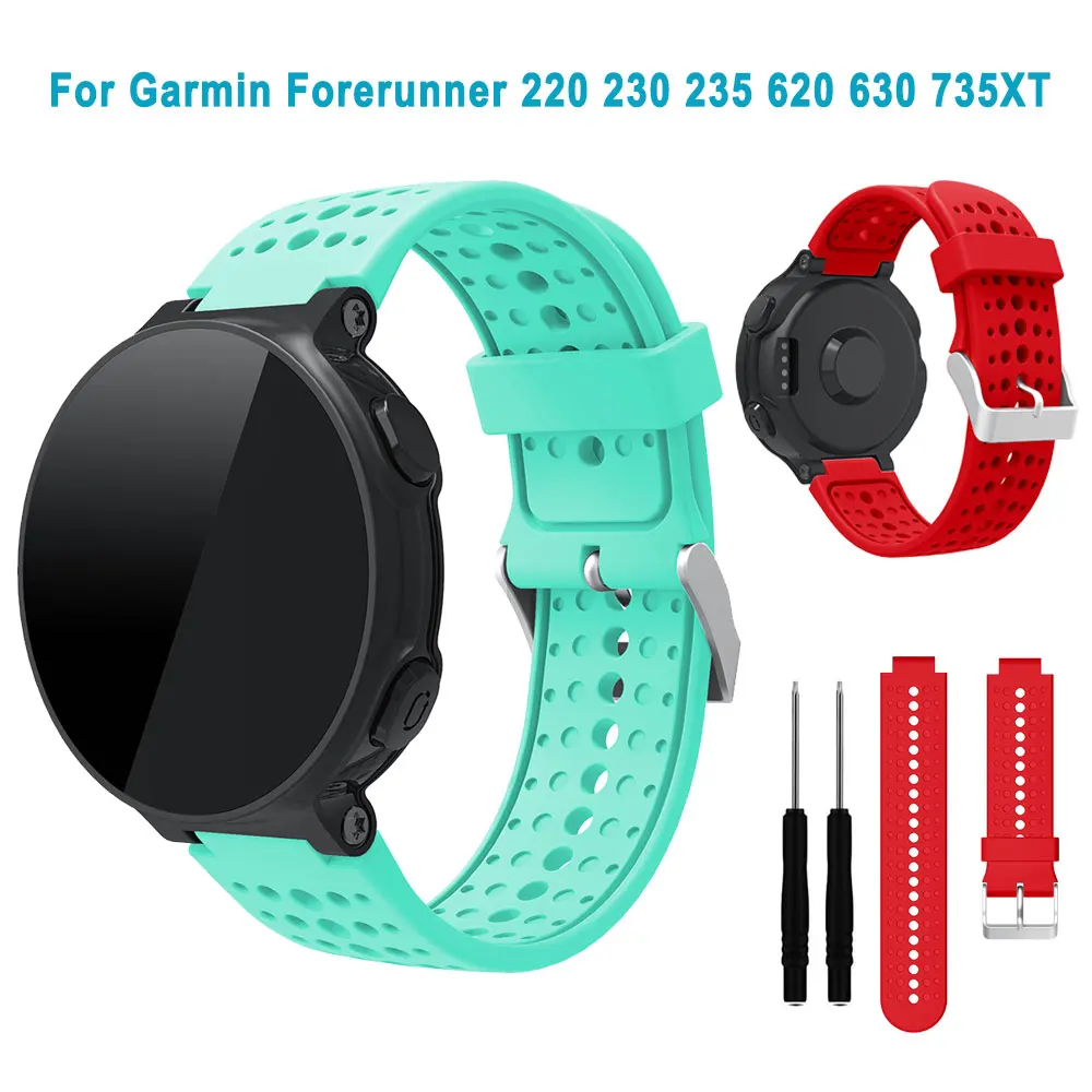 Strap For Garmin Forerunner 220 230 235 620 630 735XT Approach S20 S5 S6 Wristband Silicone Smartwatch Bracelet Band and Tools wristband replacement accessories for garmin forerunner 220 230 235 620 630 smart strap sport watch band soft silicone bracelet