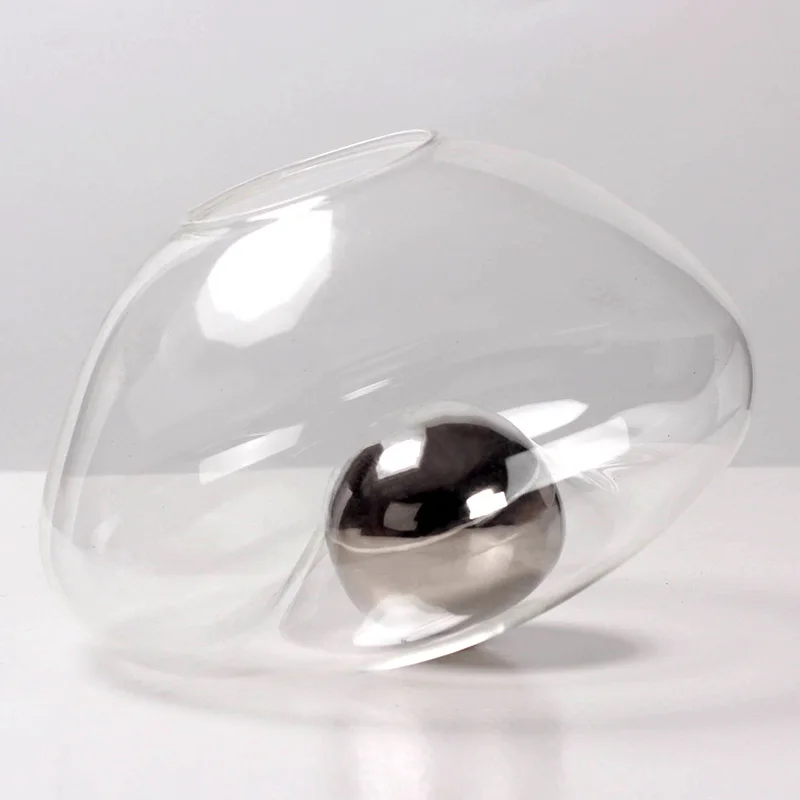 

Modern Minimalist Hydroponic Glass Vase, Golden Ball Decorative Flower Arrangement, Tabletop Ornament, Irregular Glass Vase