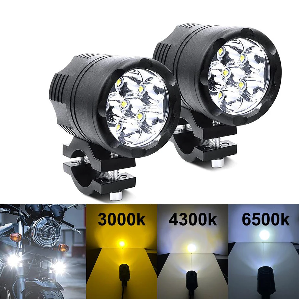 Motorcycle Spotlight Led Headlights Yellow White 3000k 6000k Auxiliary