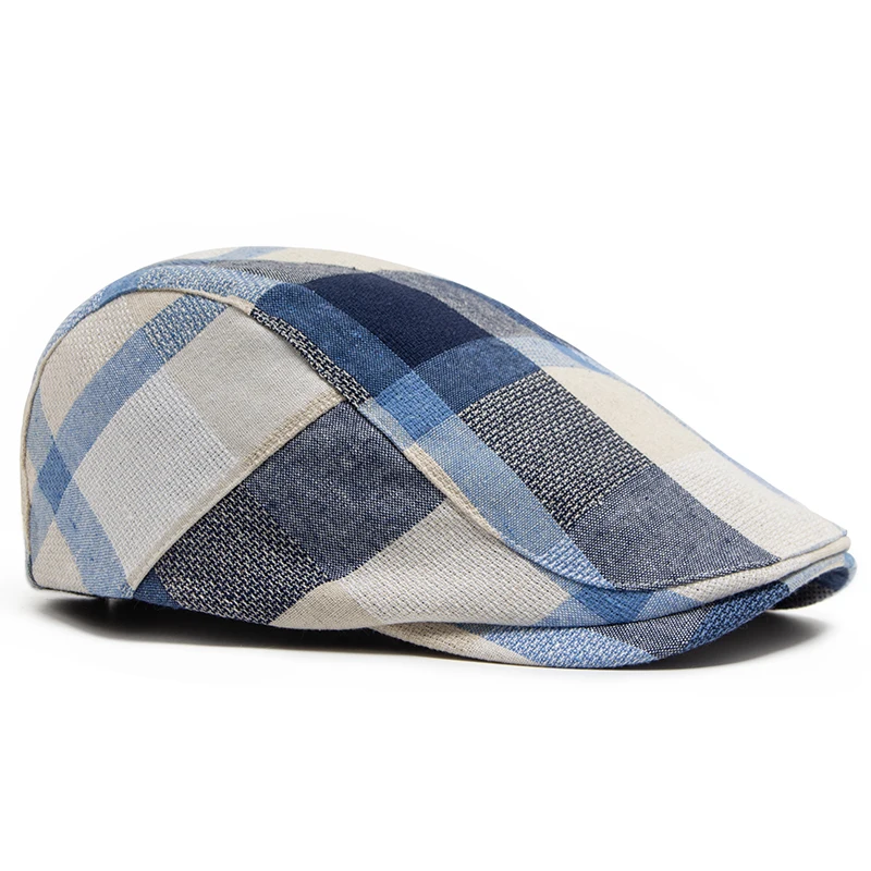 Beret Hat Multicolour Plaid Women Casual Sun Visor Flat Vintage Fashion Men Newsboy Caps Summer Button Adjustable