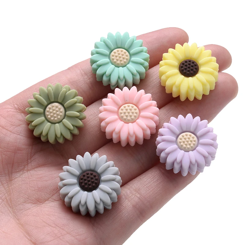 Teething Toys Baby Teething Toys Silicone Teething Toys Silicone Beads Silicone Teething Beads Pacifier Clips Silicone Teether 3Pcs Flower Shape Silicone Beads Clips DIY Baby Pacifier Clip Food Grade Beads Pacifier Chain Accessories Teething Toys