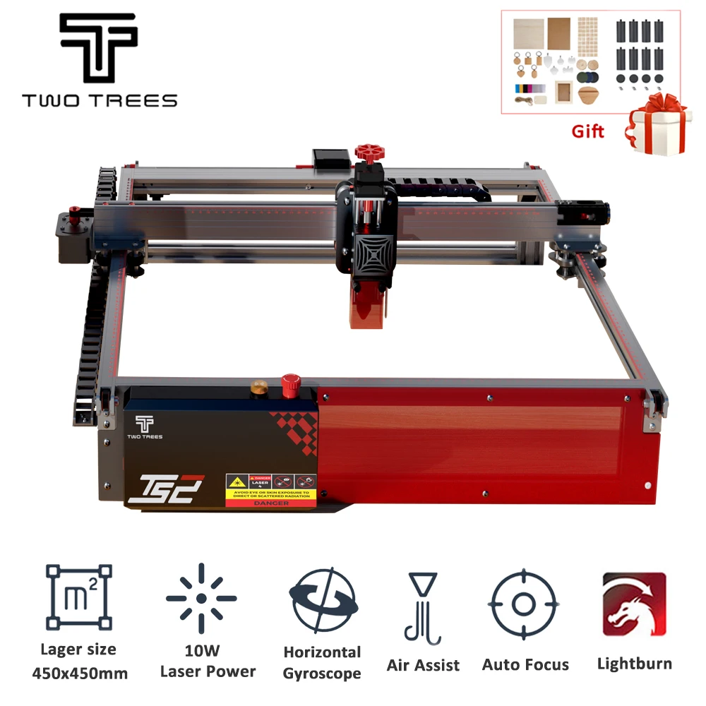 Two Trees TS2 80W Laser Engraver with WiFi Offline Control Air Assit System Flame Detection CNC with Limit Switch APP Connect