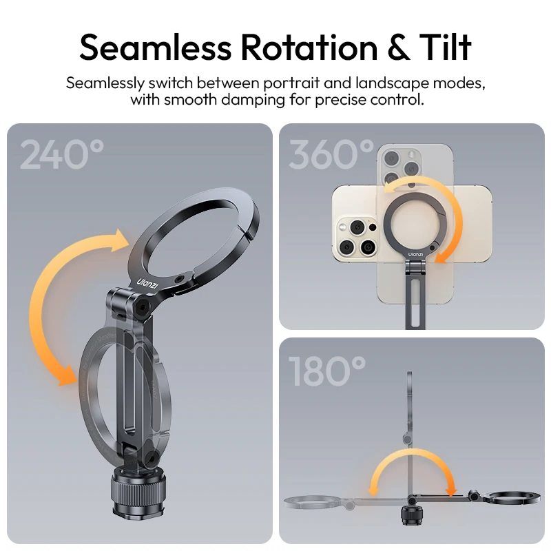 Ulanzi MA07 Maglock 1/4 Cold Shoe Phone Mount Magnetic Snap Portable for Smartphone Camrea Tripod Photography Light Livestream