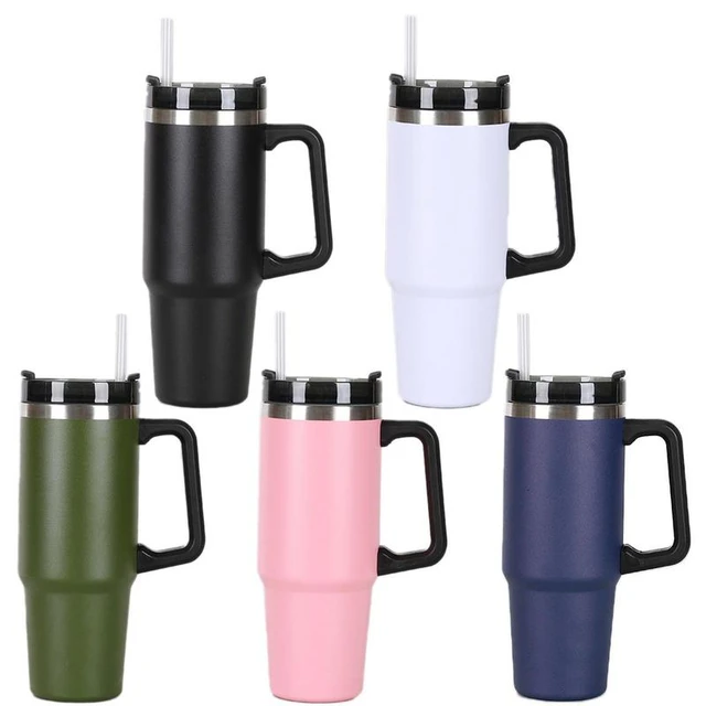 40oz Thermos Flask with Handle with Straw Stainless Steel Coffee Termos Cup  Car Mugs Vacuum Maintains Heat Cold And Ice - AliExpress