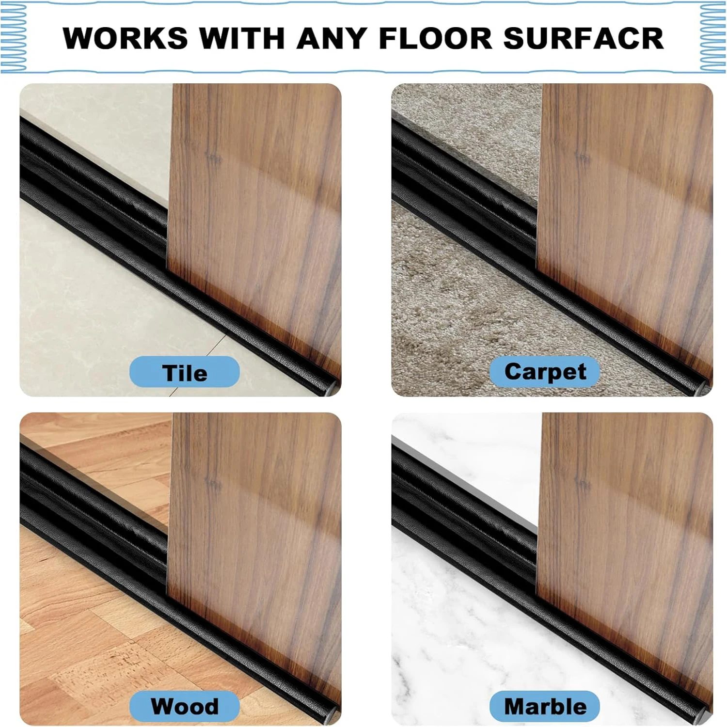 Door Bottom Seal Strip Anti Draft Soundproofing Flexible Rubber Weatherstripping Sound Proof Dust Waterproof