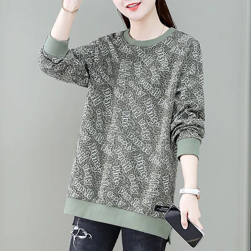 Fashion Printed Loose Korean Letter Blouses Female Clothing 2023 Autumn Winter New Oversized Commute Pullovers Casual Shirts