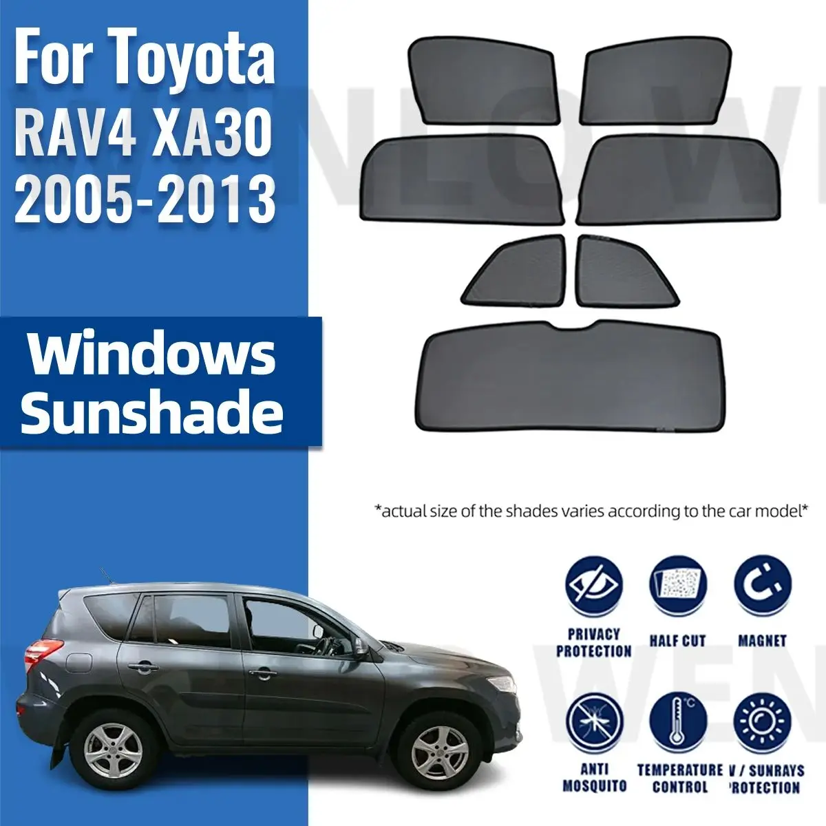 

For Toyota RAV4 XA30 RAV 4 2005-2013 Car Sunshade Front Windshield Magnetic Mesh Curtain Rear Side Window Sun Visor Shade