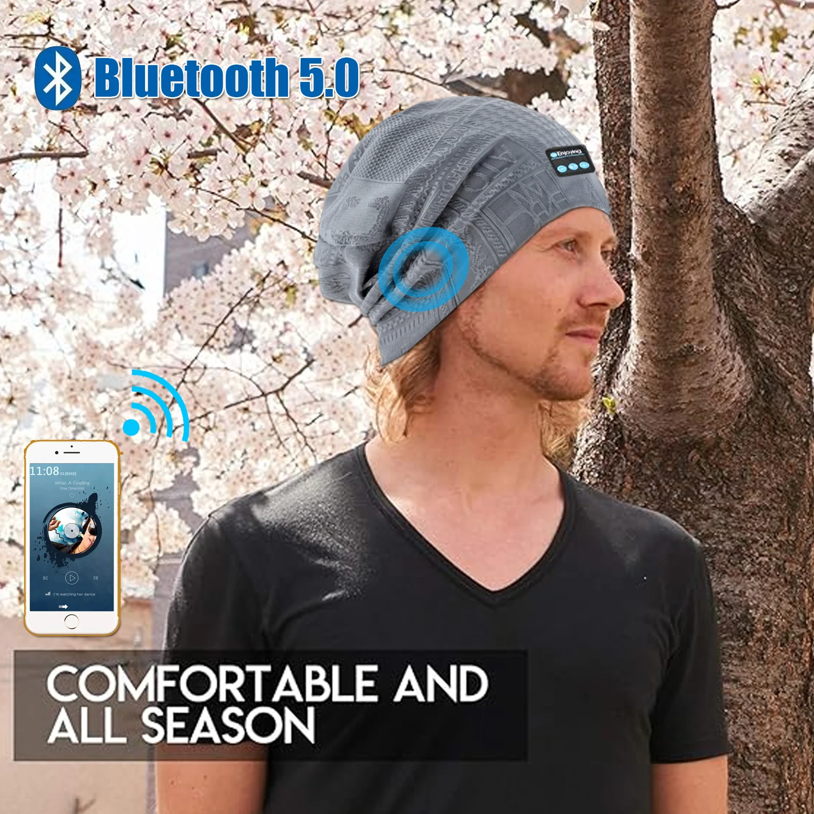 Wireless Bluetooth Headphones Hat Outdoor Sunshade Sports Music Hedset Cap Soft Breathable with Microphone for Handsfree Call