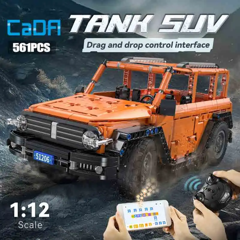 

Cada 561pcs RC APP Program Tank SUV 1:12 Trucks Pickup Bricks City Off-road Remote Control Car Building Blocks Toy for Boys Gift