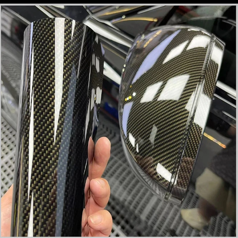 Carbon fiber vinyl wrap High Glossy Black Gold Silver Red Forged Carbon Fiber Vinyl Wrap Film Adhesive Motorcycle Scooter Car Decal Wrapping