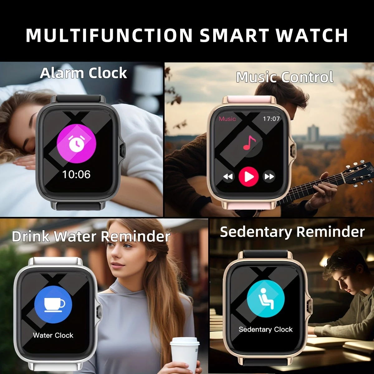 Waterproof Smart Watch, 1.99'' Full Touch Screen Display With Message, Answer Make Call Smartwatch Heart Rate Sleep Monitoring, 6