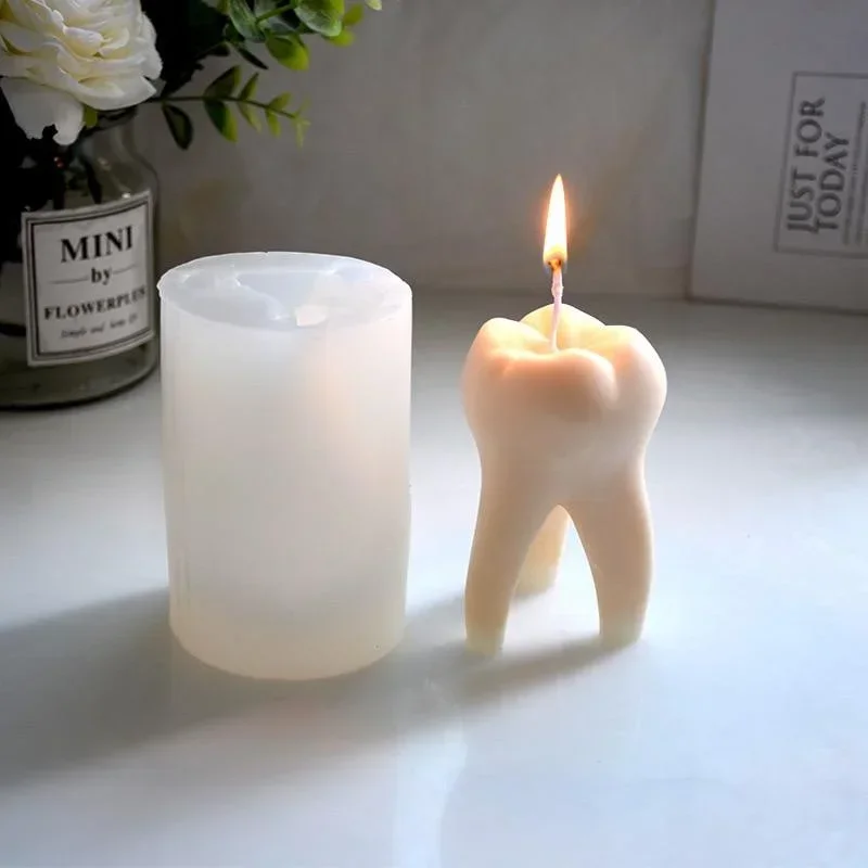 Teeth Shape Mold Creative Teeth Silicone Candle Mold Simulation Teeth Aromatherapy Gypsum Soap Baking Mould Art Party Ornament
