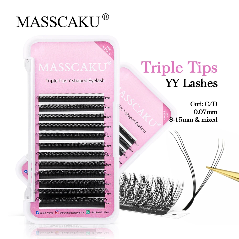 

MASSCAKU yy Design Net Cross Eyelashes Extension Volume Lashes Full Dense Y Shaped lash Root Split Tips Makeup at Beauty Salon
