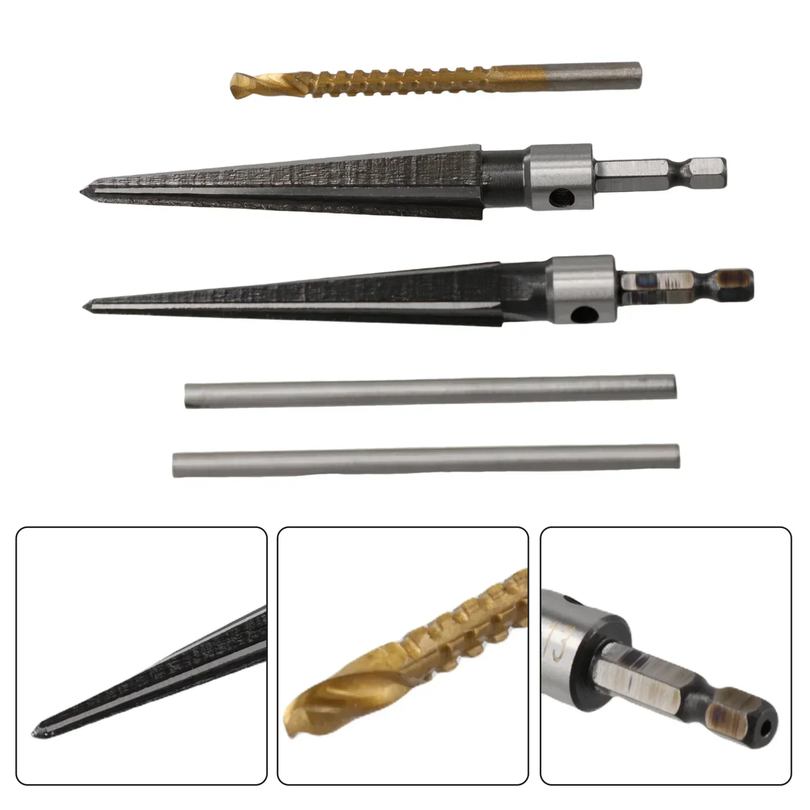 Taper Reamer With 6mm Drill Hand Metal Reamer Deburring Enlarge Pin Hole Handheld Reamer For Plastic Wood Metal Drilling Tools 5