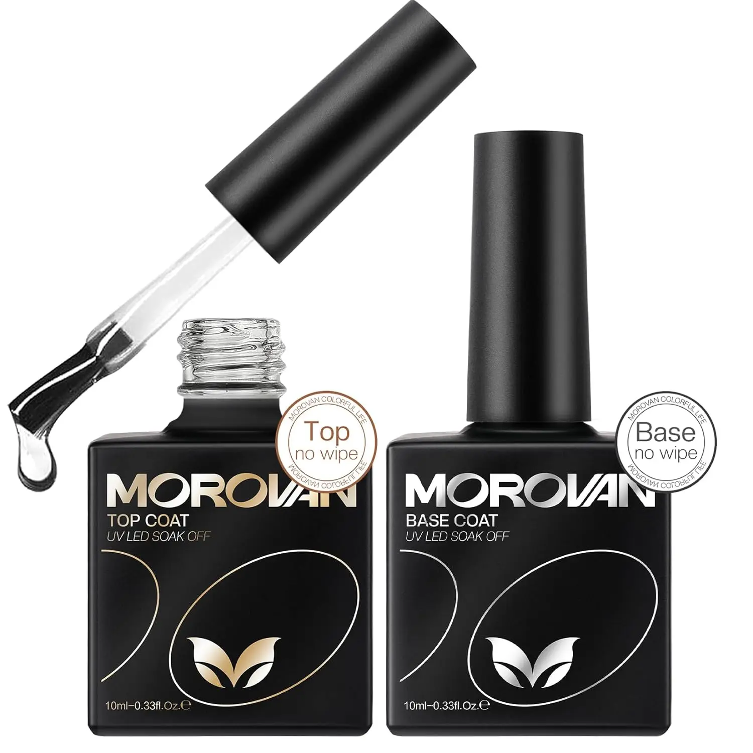 2Pcs 10ML Gel Top Coat Base Coat No Wipe Natural Nails UV Gel Nails Acrylic Long Lasting Soak Off Top Base Set nail art set nail top coat