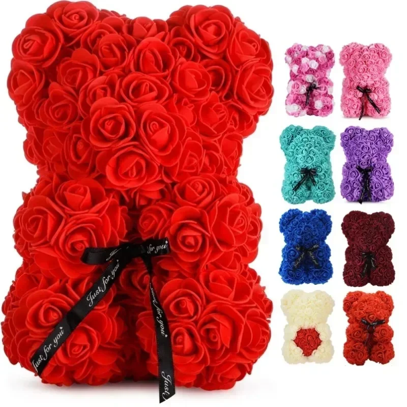 Artificial Flower Eternal Rose Teddy Bear Gifts Decorations for Mom Mother's Day Birthday Valentine's Day Anniversary