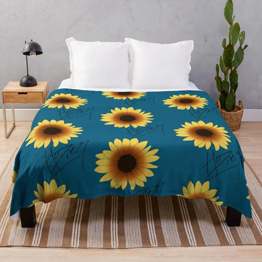

Hozier Signature Sunflower Floral Throw Blanket Camping warm winter blankets and throws for sofa Personalized Gift Blankets