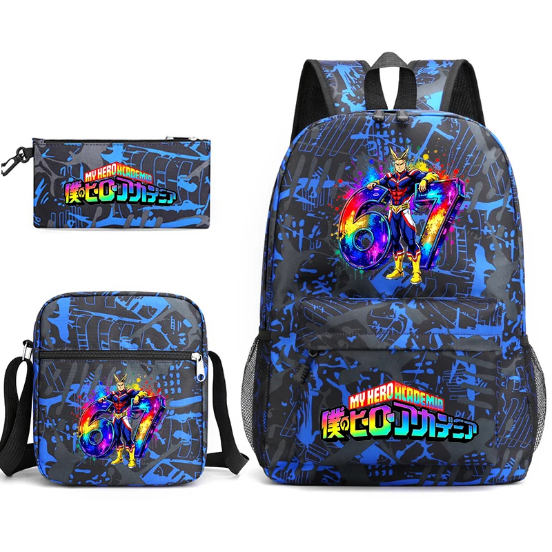 My Hero Academia All Might 67 Print Student Backpack Set with Shoulder Bag Pencil Case for Teens Kids Daily School Use 1