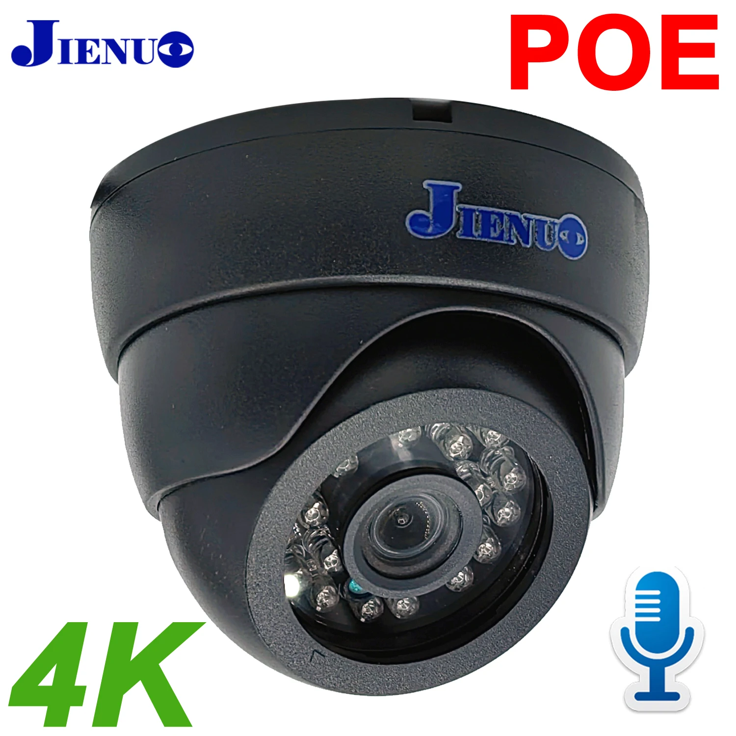 JIENUO 4K Poe Camera IP Dome Security Surveillance System Night Vision 4MP 5MP 8MP Onvif Audio CCTV Video HD Indoor Home Cam Net