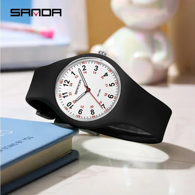 SANDA 3253 Cute Cartoon Quartz Watch Kids Watches Women Boys Girl Fashion Ladies Silicone Children's Watch Girl Gifts Relogios