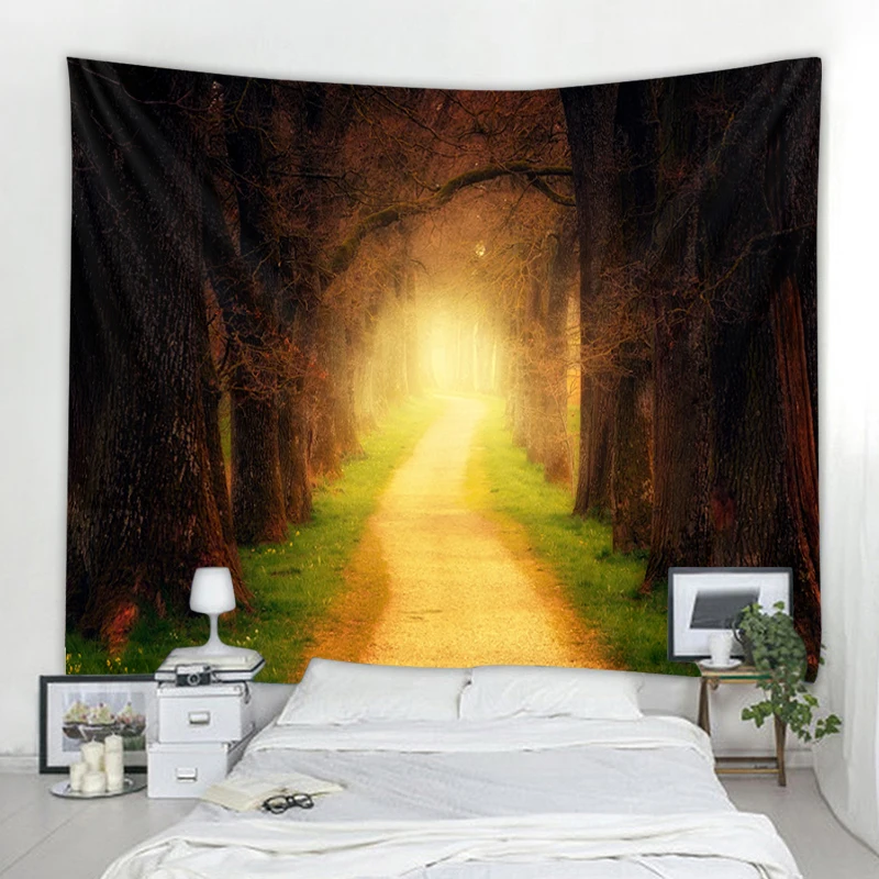 Tapestry Decorations Large Forest Landscape Decorative Tapestry Hippie Bohemian Gypsy Wall Decor Bedroom