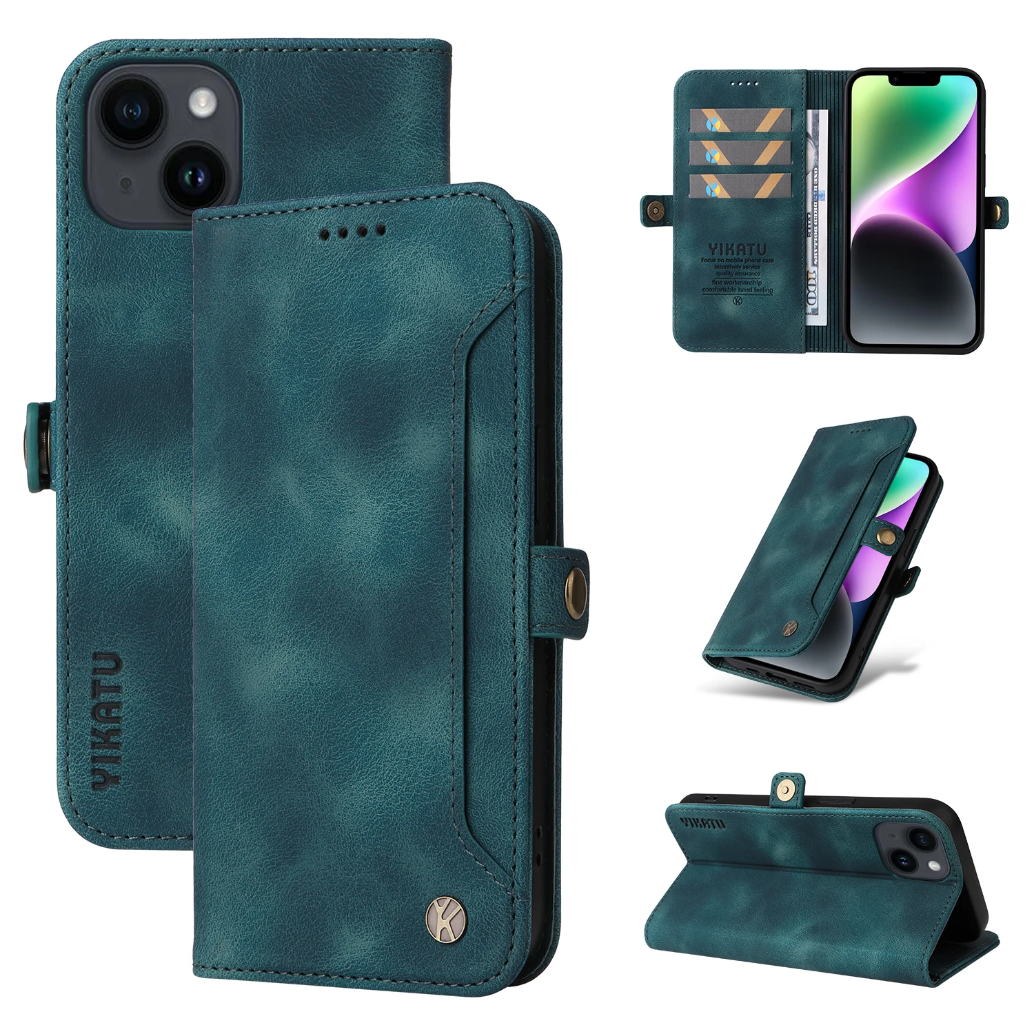 Original YIKATU Mobile Phone Case For iPhone 14 Pro Max 14Plus Leather  Flip Slim Wallet Cover YK 002 Series