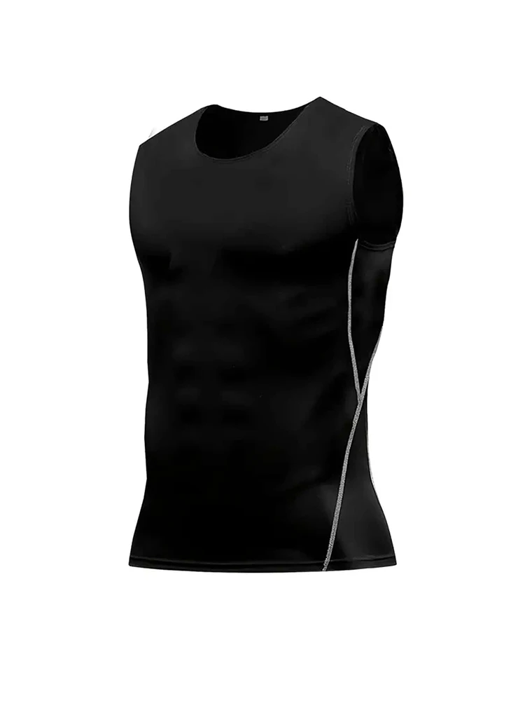 Men's Compression Elastic Sport Tank Top Vest, Quick Drying Moisture Absorbing Breathable Underwear Sweat Shirt For Training