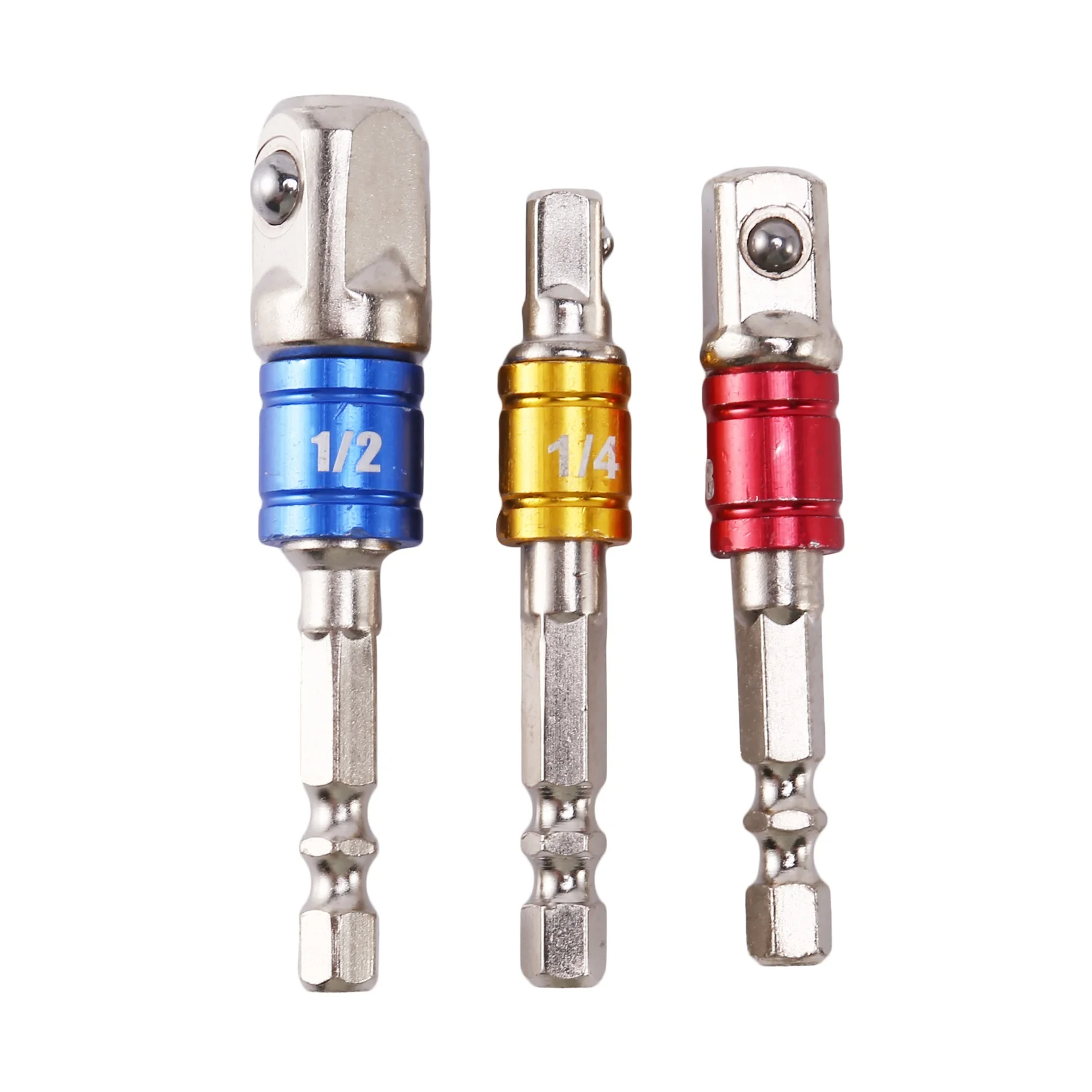 

3PCS Socket Adapter Impact Set Hex to 1/4 3/8 1/2 inch Colorful Extension Converter Impact Drill Bits Driver Power Hand Tools