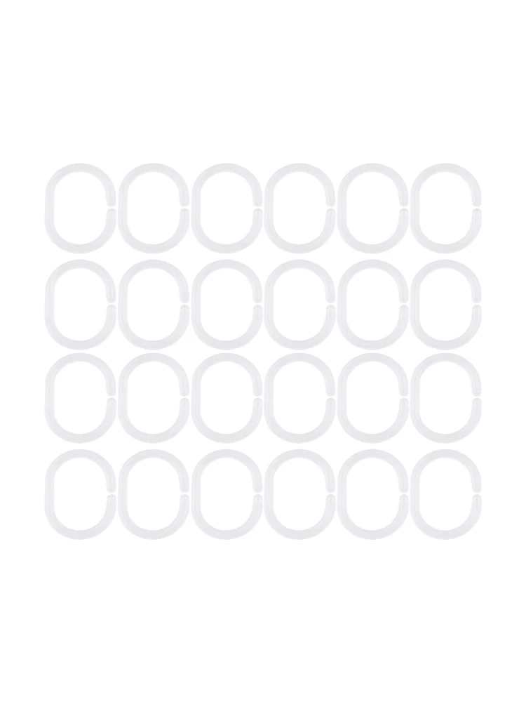 24 Pack Clear Shower Curtain Rings Hooks Bathroom Plastic Pole Rail Guide Hanger Household Bathroom Products Replacement Hooks