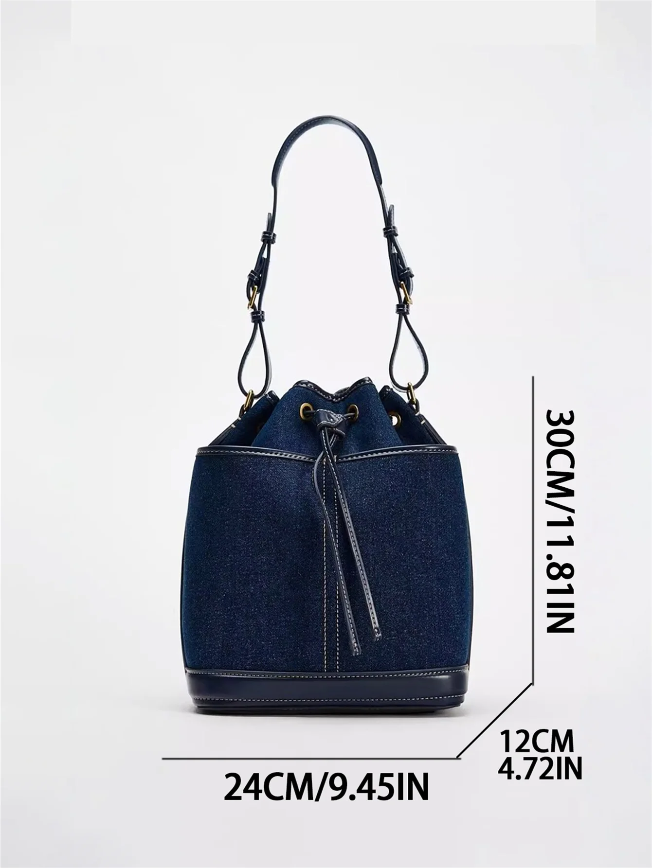 2024 Autumn/Winter new denim hand bill shoulder bag Fashion canvas bucket bag 3