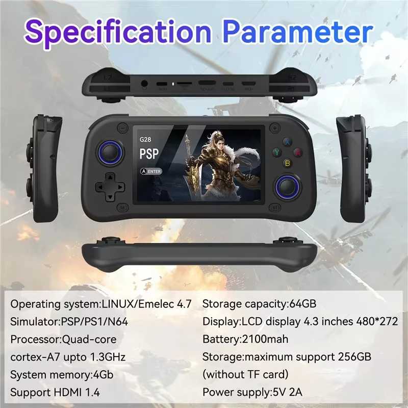 G28 4.3inch Retro Handheld Game Player Built-in 20000+ Games Classic Game Portable Console Audio Video Game Consolas Kids Gift - 5