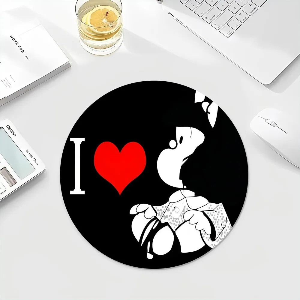 Mafalda Small Round Office Student Gaming Thickened Writing Pad Non-slip Cushion Mouse Pad Padmouse Desk Play Mats 6