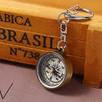 Portachiavi per attrezzatura da arrampicata Strumenti di navigazione vintage Bussola tascabile portatile in lega di zinco Mini bussola Portachiavi Bussola da campeggio