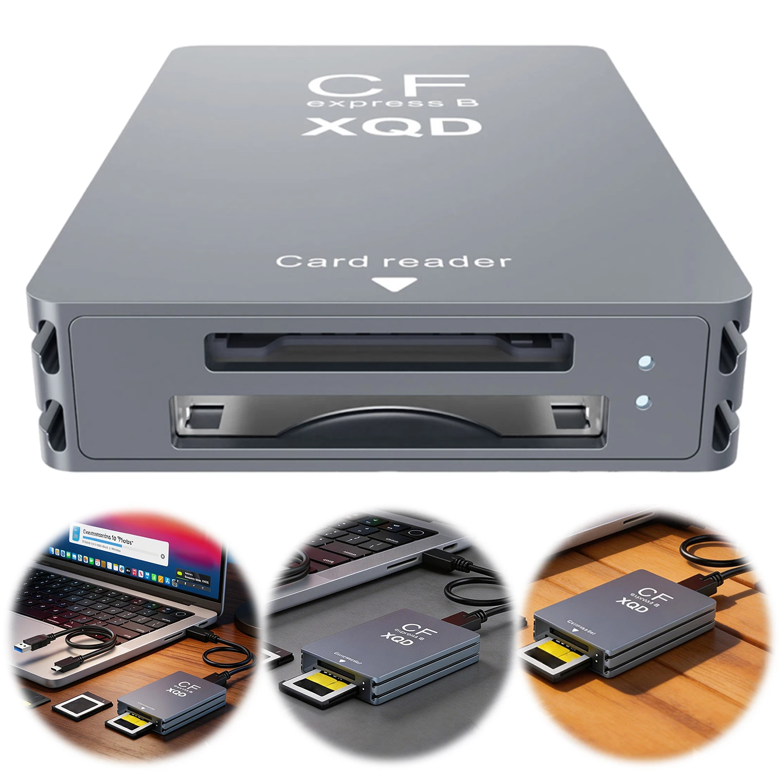 USB C-USB A/C 지원 기능이 있는 10Gbps XQD/SD 메모리 카드 리더기, 전문 영화 제작자 및 콘텐츠 제작자를 위한 썬더볼트 3/4 포트 지원