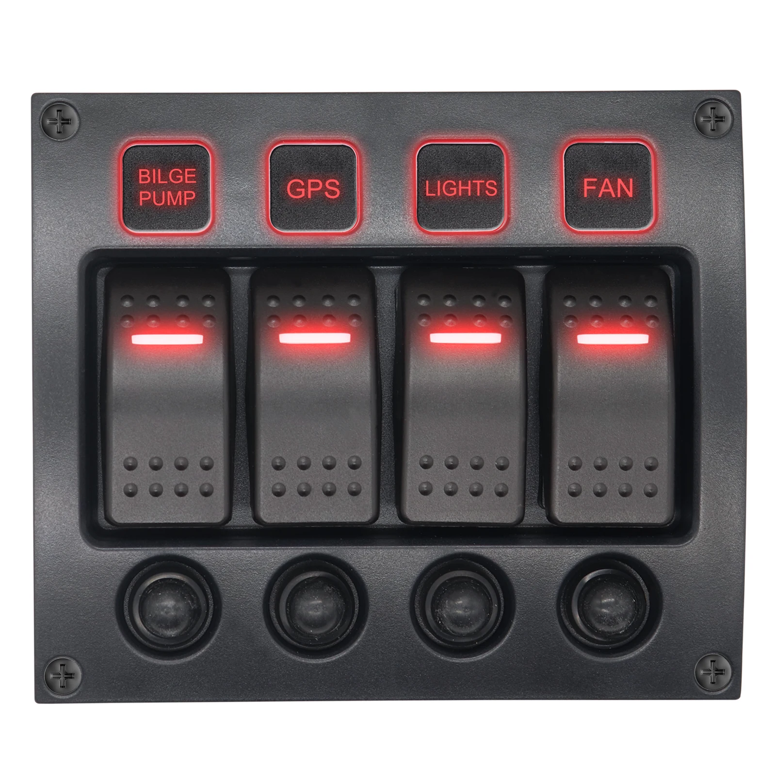 46GangMarineControlWaterproofSwitchPanel1224VwithCircuitBreakerOverloadProtection