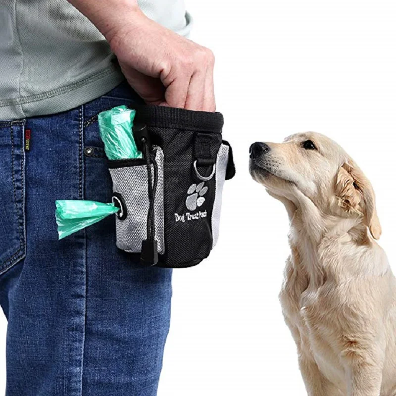 Dog Treat Bag Portable Dog Treat Bag Outdoor Dog Treat Pouch Training Feeding Bag Large Capacity Pet Trainer Waist Supplies