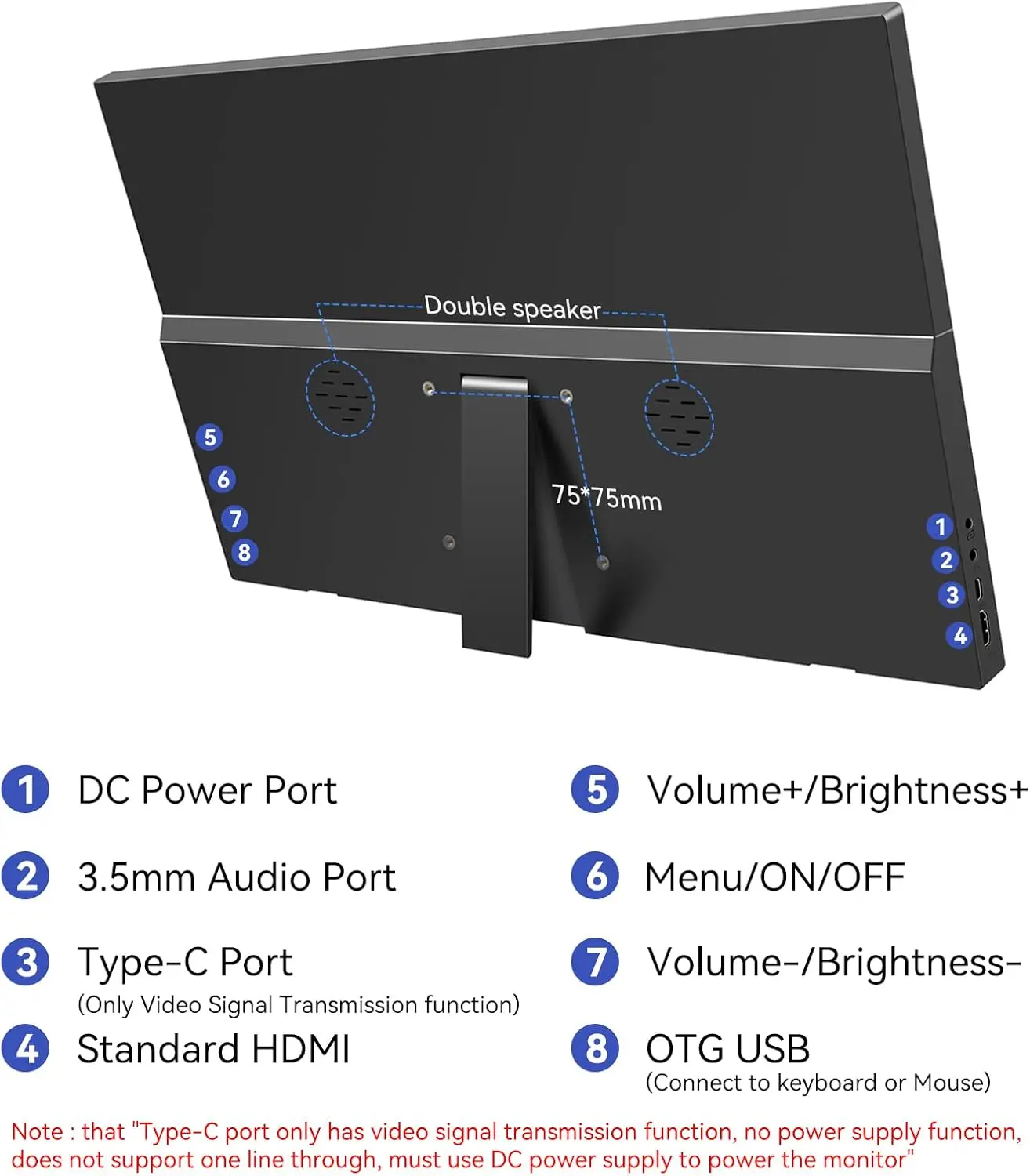 Kenowa 휴대용 모니터 15.6인치 휴대용 모니터 확장 모니터, 노트북/PC/Xbox/PS4용 C타입 HDMI 지원 모바일 IPS 스크린
