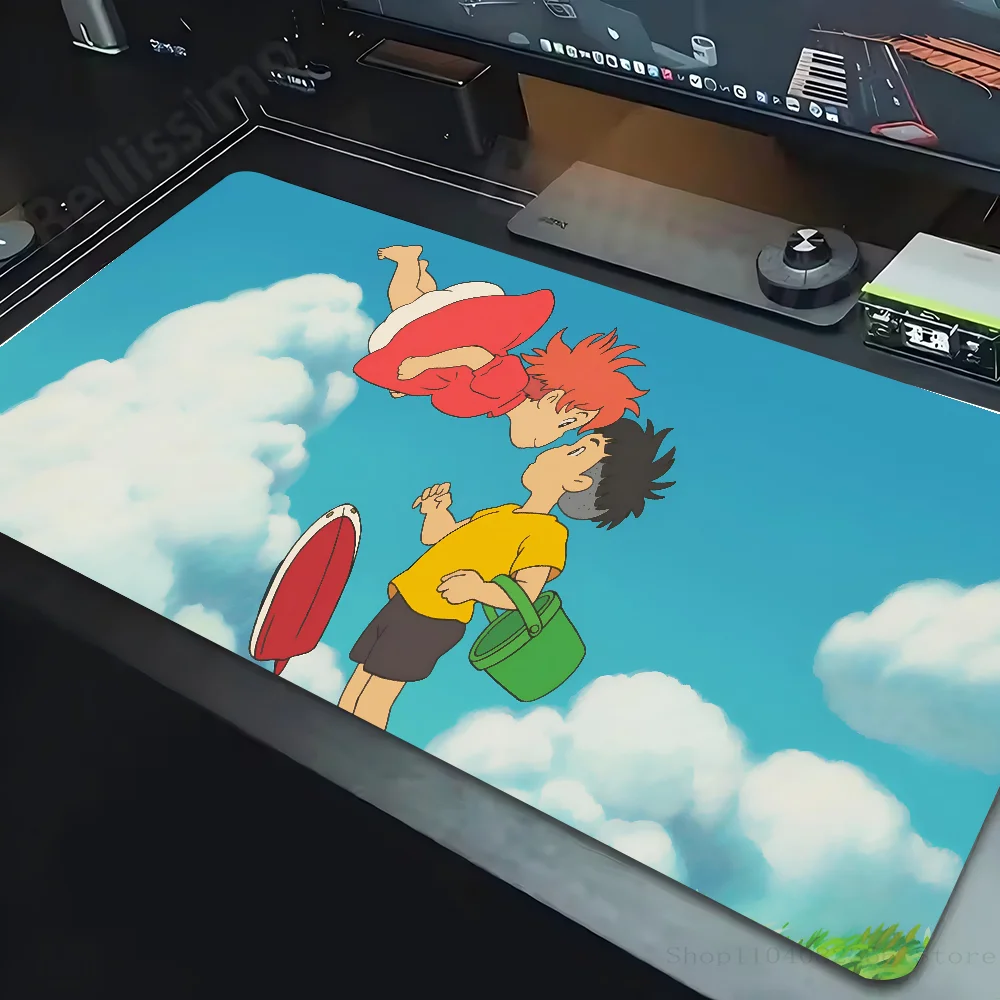 Anime P-Ponyo On The Cliff Mouse Pad Large Mouse Mat Pink Office Desk Mat Laptop Gaming Large Mousepad 4