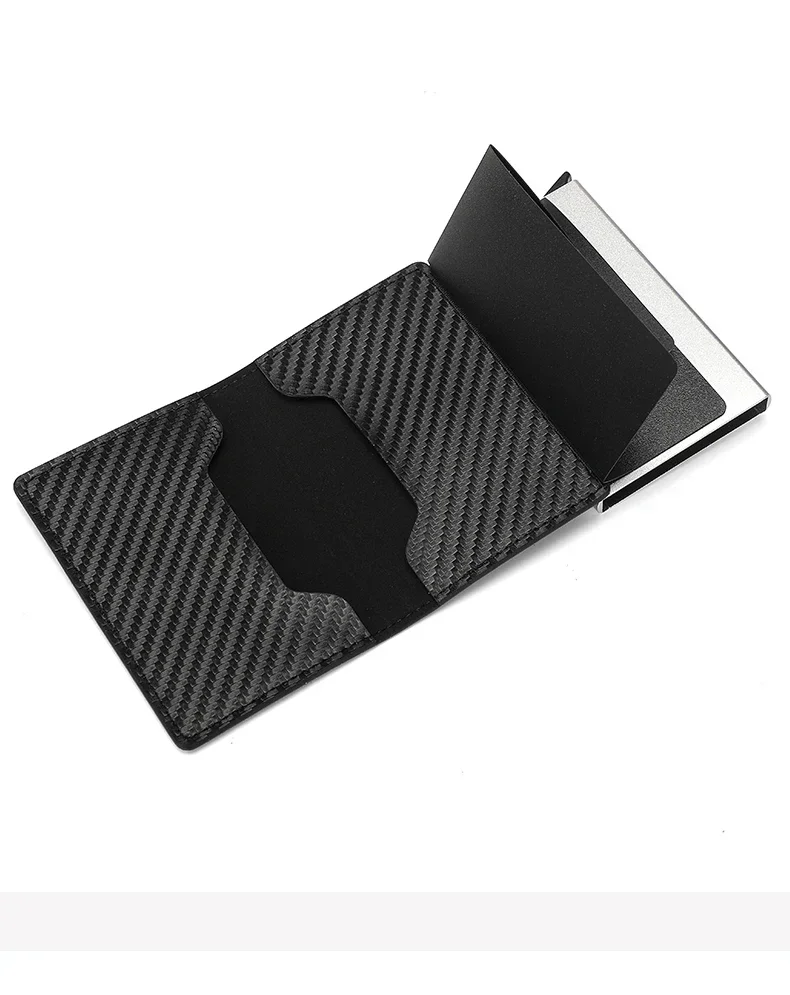 Credit Card Holder Carbon Fiber Men Rfid Smart Thin Slim Pop Up Minimalist