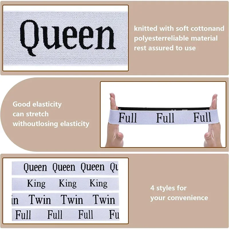 4Pcs Elastic Bedsheets Bands Bed Sheet Clothes Storage Organizer Sheet Closet Organization Labels Letter Sheet Straps