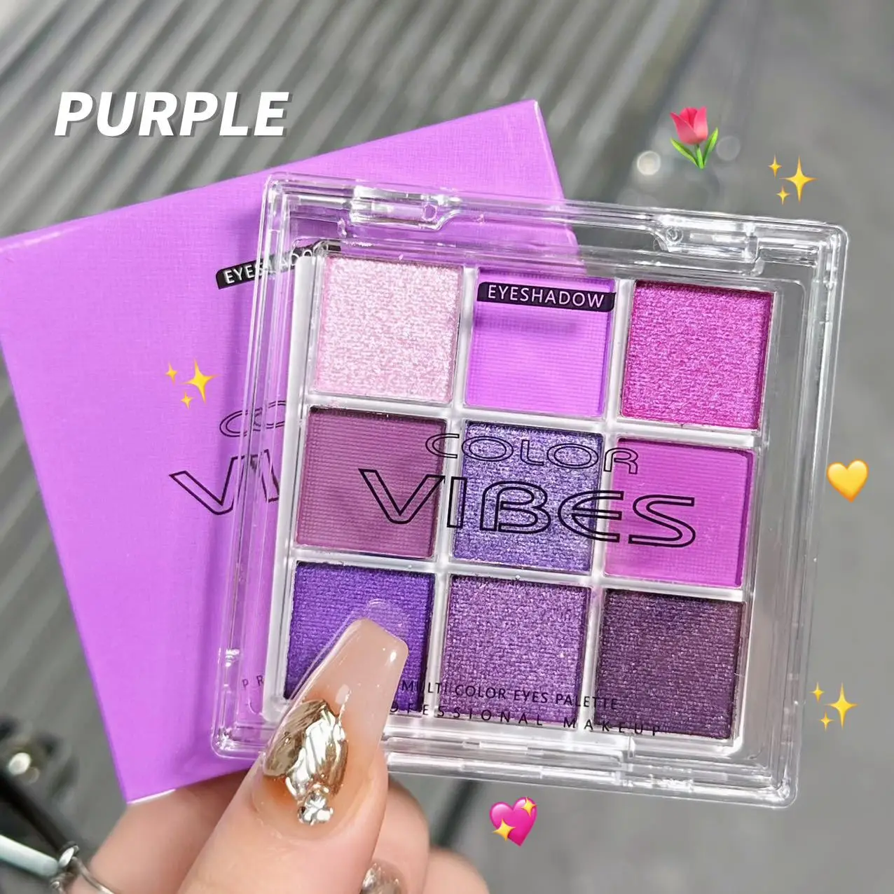 Eye Shadow Plate 9color Glitter Matte Pearlescent Shimmer Smoke Purple Avocado Green Pigments Makeup