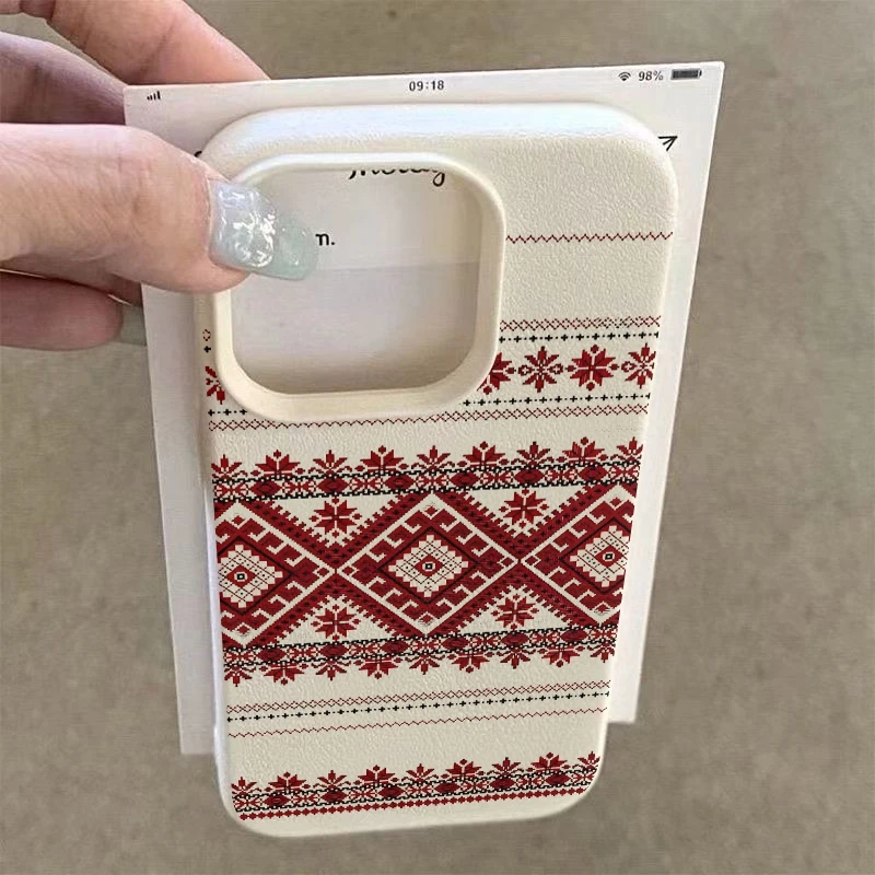 Red and White Ethnic Embroidered Phone Case Cover