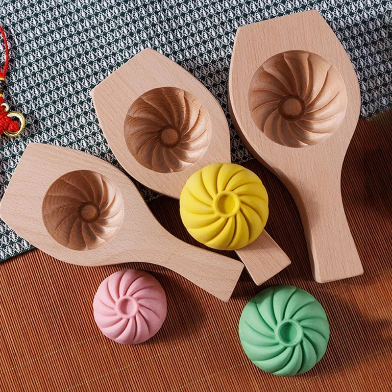 New solid wood hand made stuffed bun pattern Mantou mold is suitable for novices to make hand made steamed bun pasta