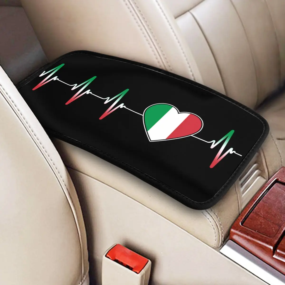 Heartbeat Italy Flag Car Bracciolo Cover Mat Antiscivolo Center Console Pad Storage Box Protector