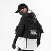 2023 Techwear Style Hip Hop Cropped Jacket Pullover Mens Punk Motorcycle Hooded Cloak Multi-pockets Jaqueta 4