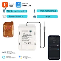 Tuya Wifi 16A20A Smart Temperature Humidity Switch Power Monitor RF Remote with Thermostat Probe Sensor for Fish Tank Wareh