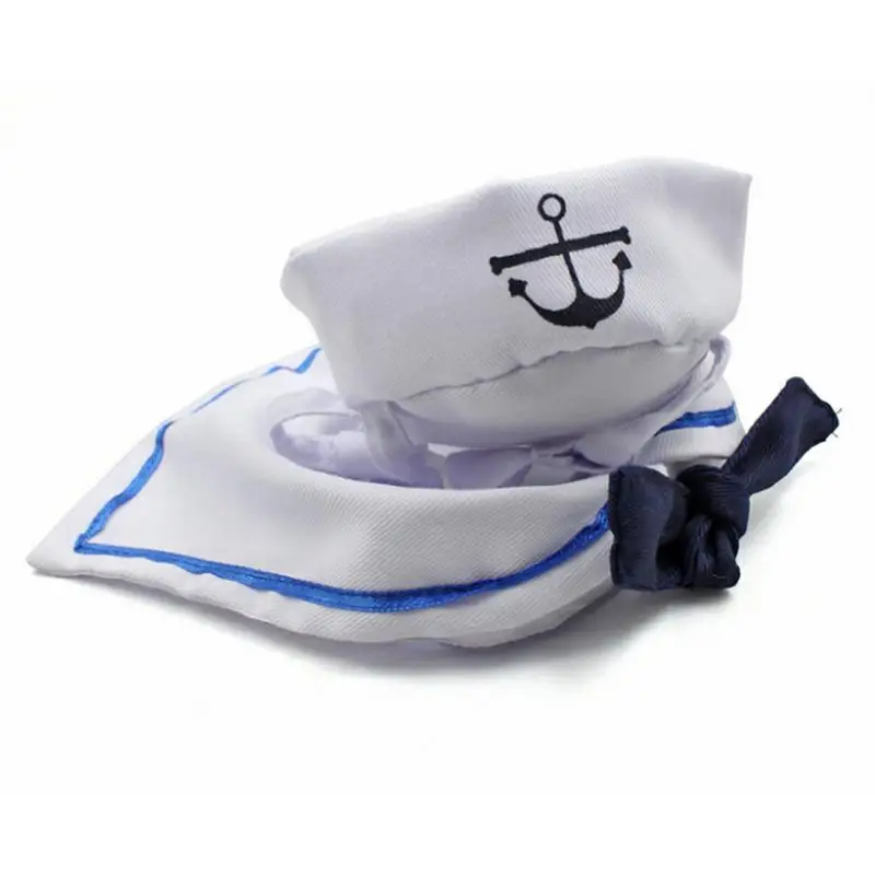 

2018 Lovely Stylish Navy And Sailor Style Hat Plus Scarf Suit For Dogs And Cats Pet Cap And Cape Navy Cloak