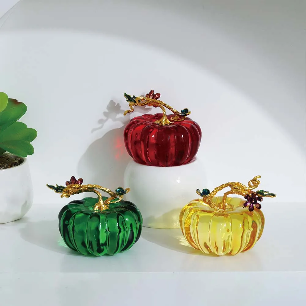 크리스탈 유리 호박 수집 입상, 호박 장식, 가을 수확 할로윈 추수감사절 테이블 장식, 1 개