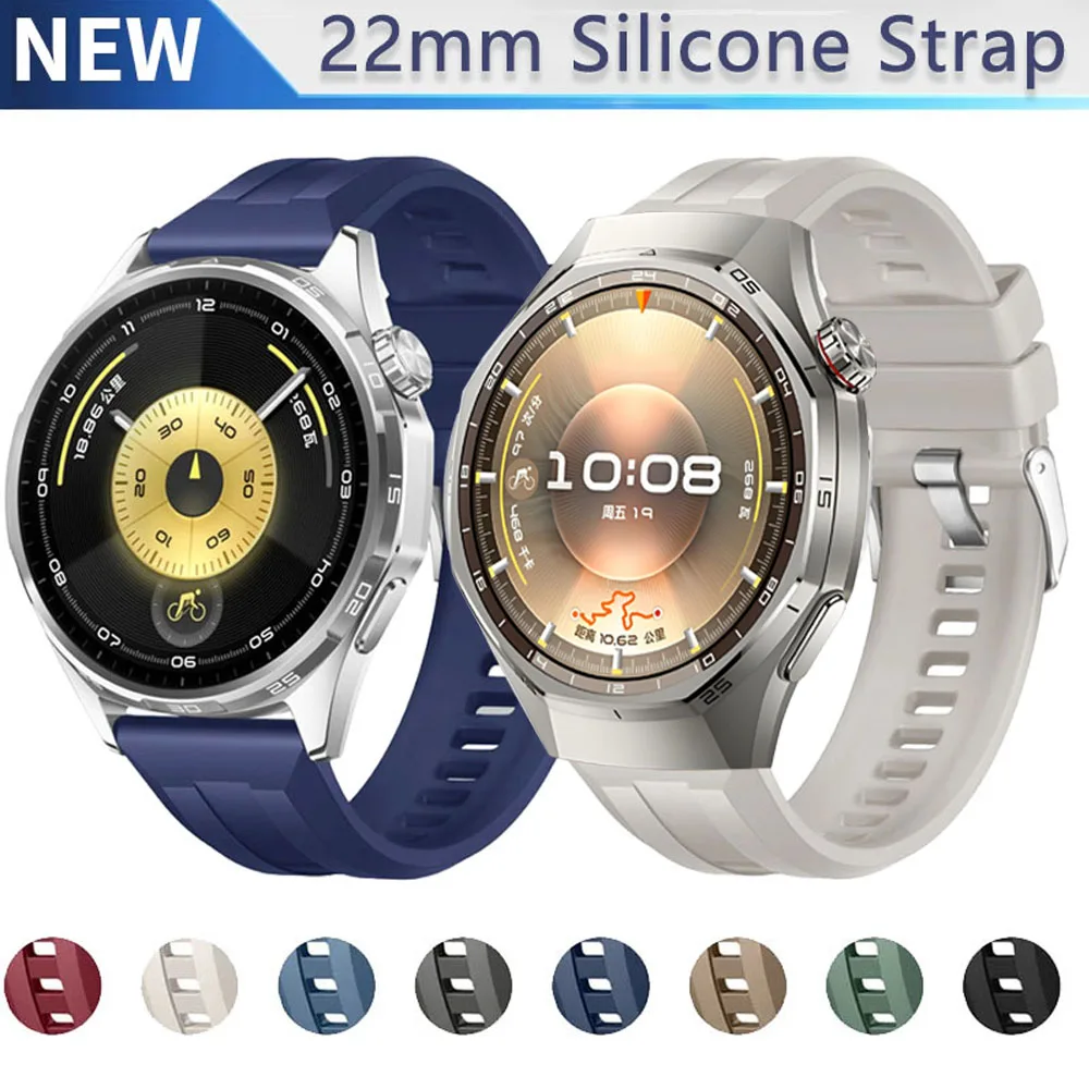 Sport Silicone Strap - 22mm Premium Bracelet Watchband, Universal Fit